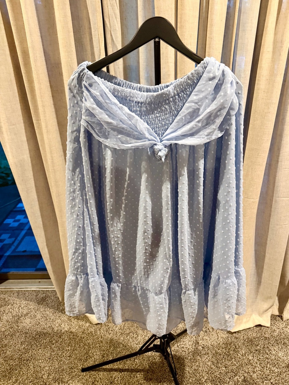 Lioness Pale Blue Swiss Dot Maxi Skirt